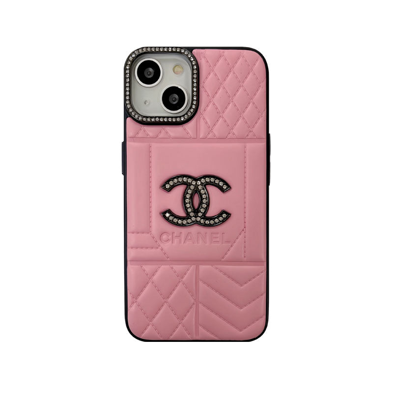 Chanel CC Luxury Leather iPhone Case with Diamond