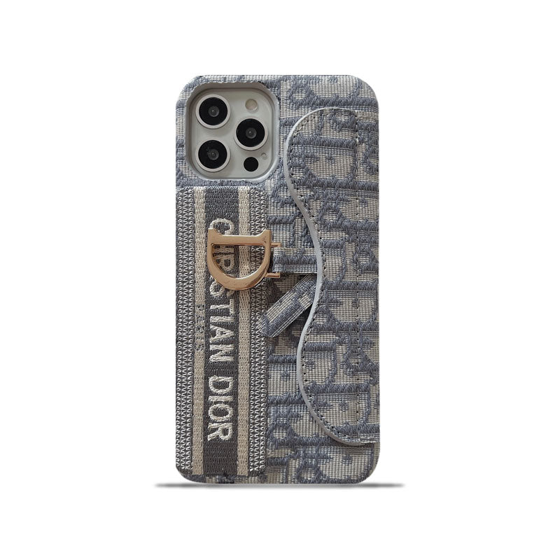 Dior CD iPhone Case with Card Holder – Gray