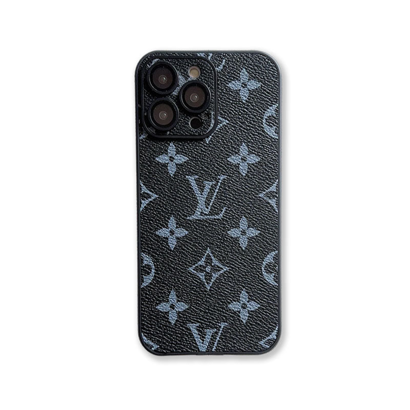 Louis Vuitton Inspired Luxury Leather Monogram iPhone Case with Lens Protection