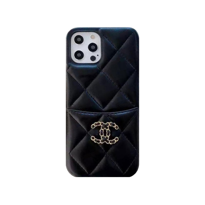 Chanel CC iPhone Case with Card Holder – Black