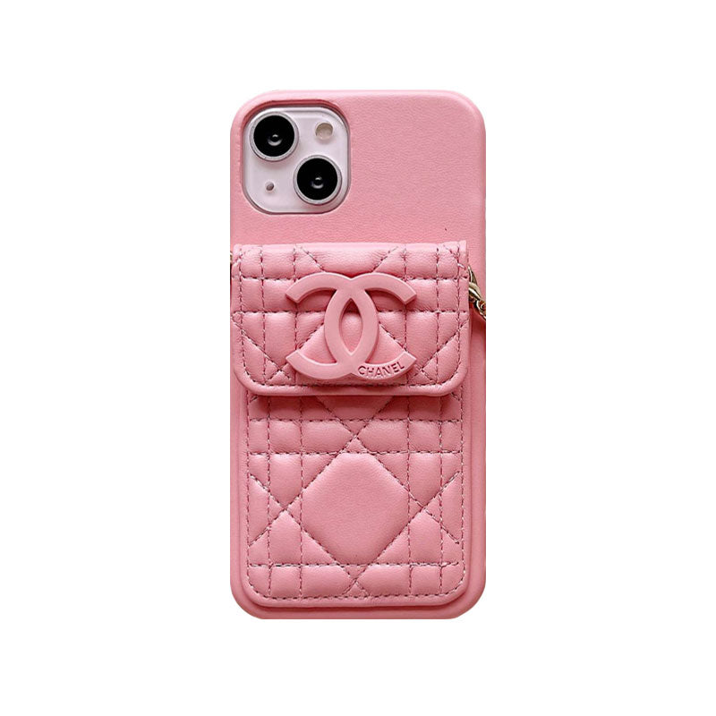 Chanel CC iPhone Case with Wallet & Strap – Pink