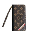 Louis Vuitton-Inspired Monogram Leather Flip iPhone Case with Wallet & Card Holders