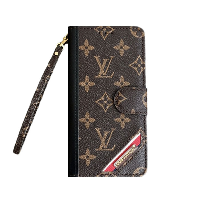 Louis Vuitton-Inspired Monogram Leather Flip iPhone Case with Wallet & Card Holders