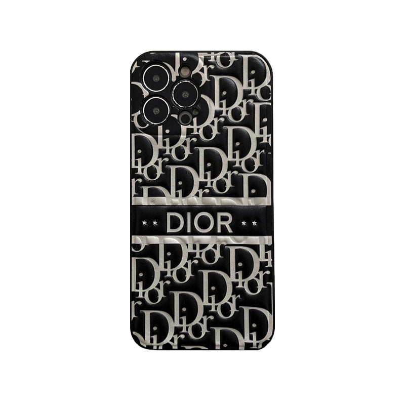 CD Black Puffer iPhone Case | Trendy Cushion Protection