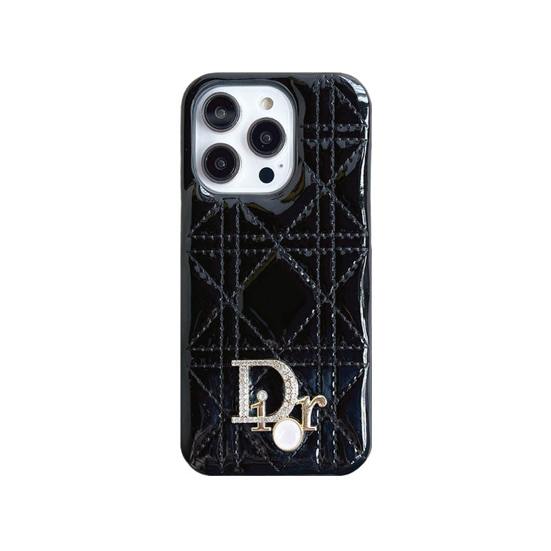 Dior CD iPhone Case – Black Leather