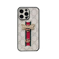 Classic Leather GG Bees iPhone Case with Strap
