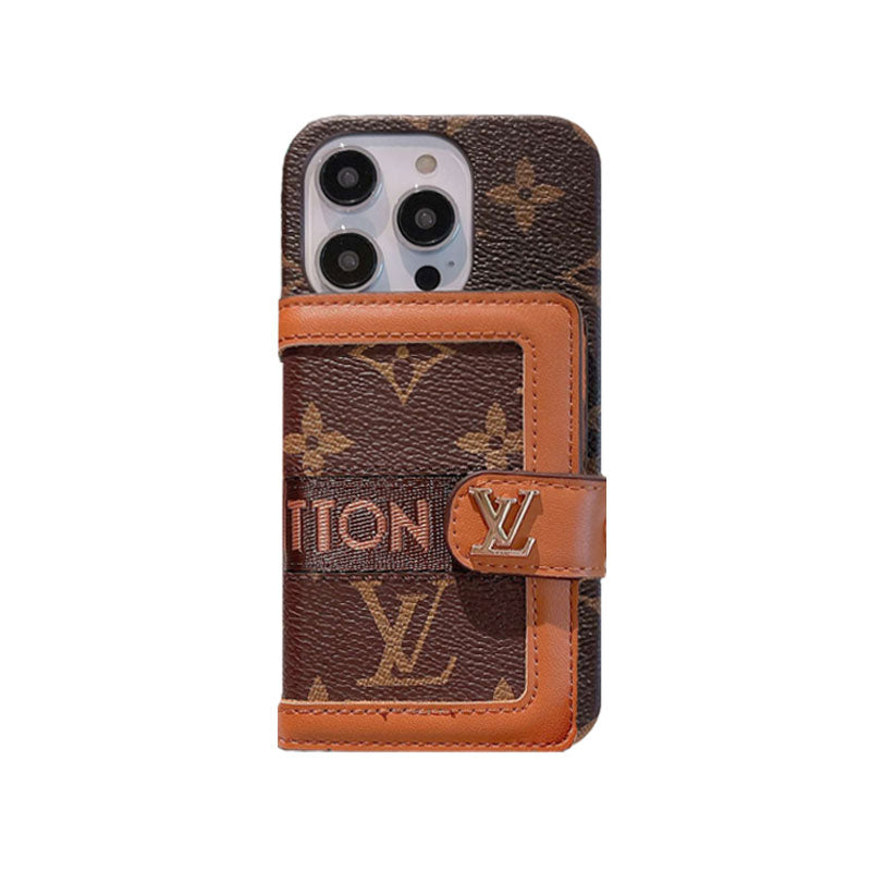Louis Vuitton Monogram iPhone Case with Wallet & Crossbody Strap | Brown