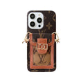 LV Monogram Dauphine iPhone Case with Card Holder & Strap — Brown