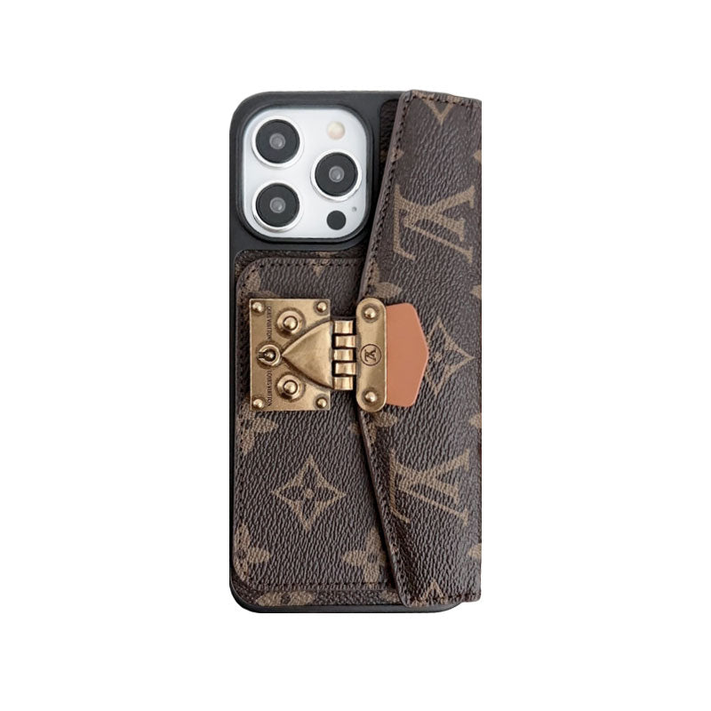 Louis Vuitton-Inspired Monogram iPhone Case Purse with Crossbody Strap | Brown 3-in-1 Luxury Bag