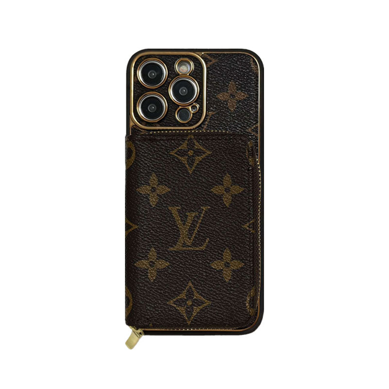 LV Monogram iPhone Case with Wallet | Brown Big Print Luxury Edition