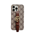 GG Luxury iPhone Case with Holder — Brown