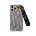 Serenityll™ Gray CD iPhone Case with Strap – Dior-Inspired Luxury Design