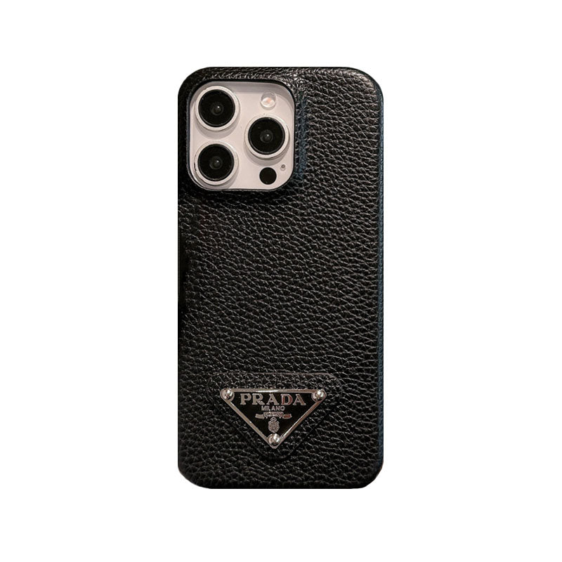 Prada Black Leather iPhone Case | Sleek Professional Protection