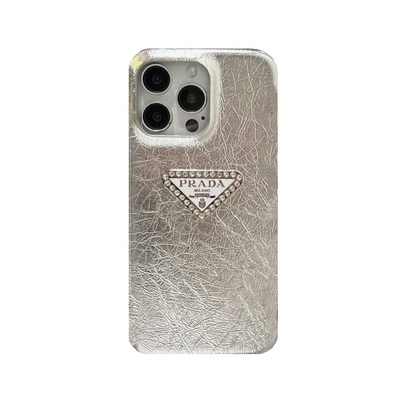 Prada Leather iPhone Case Silver | Premium Luxury Protection
