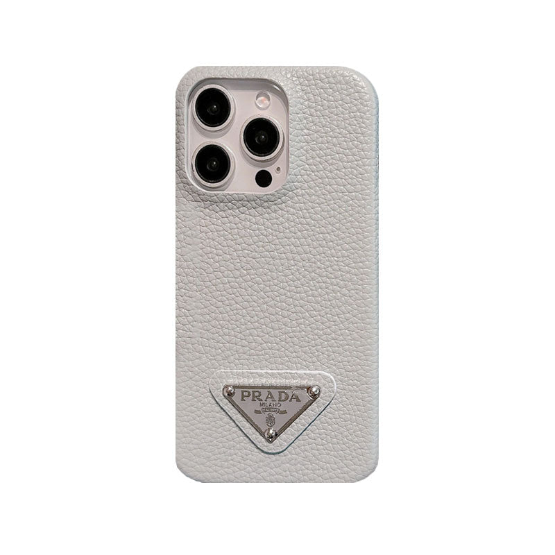 Prada Leather iPhone Case White | Premium Luxury Protection