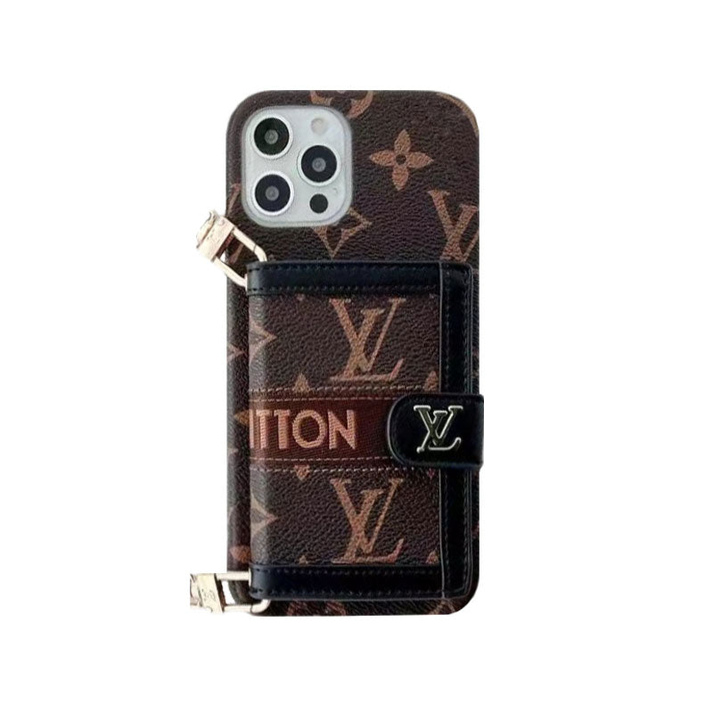 LV Monogram iPhone Case with Wallet & Strap — Black
