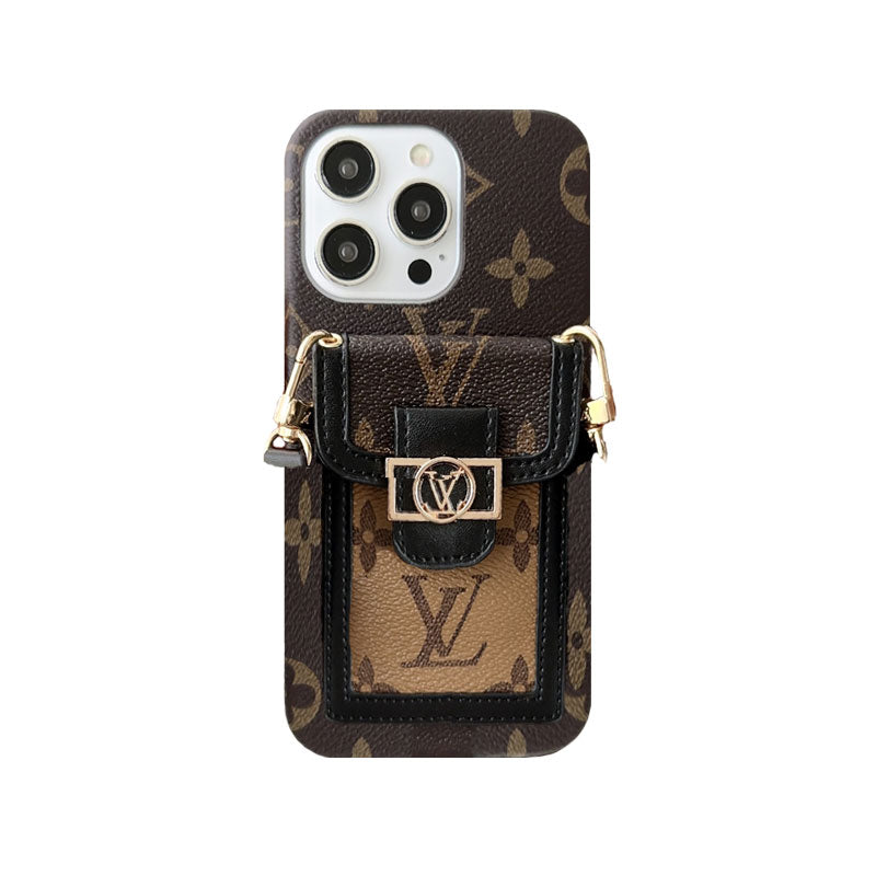Louis Vuitton Monogram Dauphine iPhone Case with Card Holder & Strap – Black