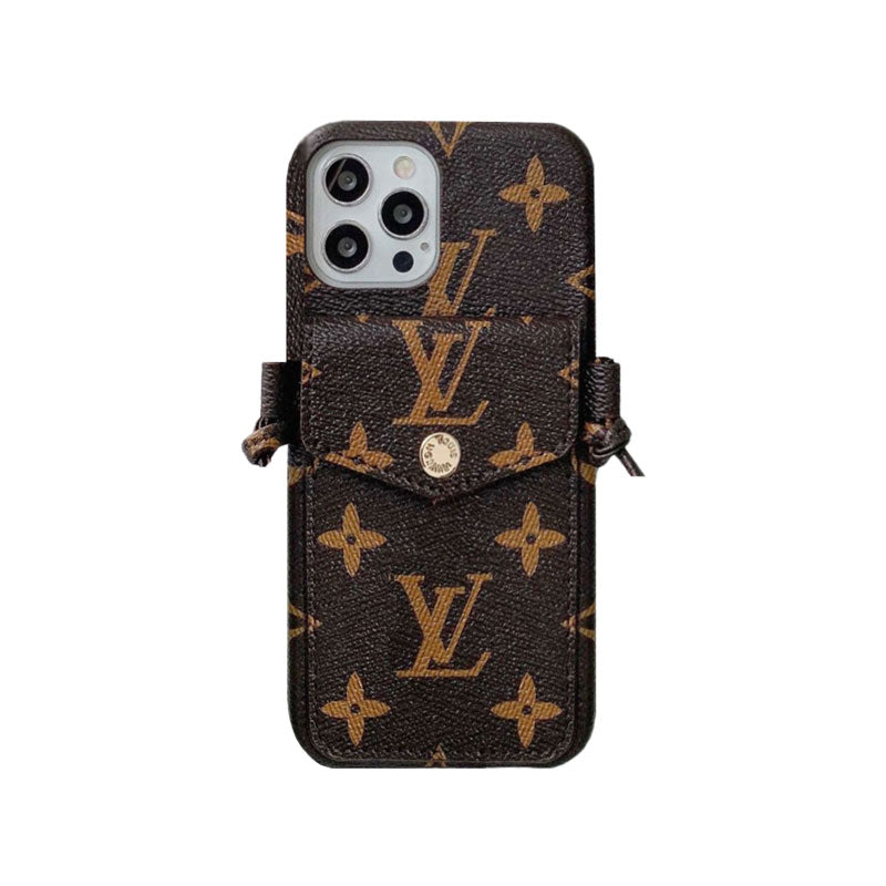 LV Monogram iPhone Case Purse with Crossbody Strap | Brown 3-in-1 Luxury Bag