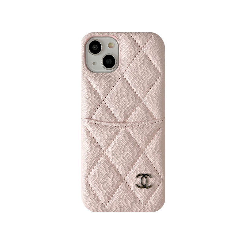 Chanel CC Leather iPhone Case with Card Holder – Pink