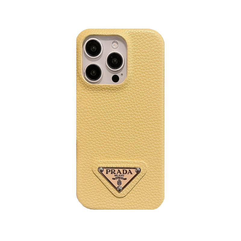Prada Leather iPhone Case Yellow | Bold Luxury Protection