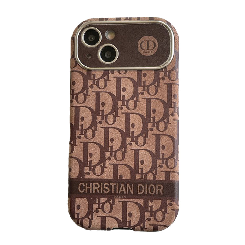 Dior CD Brown Leather iPhone Case