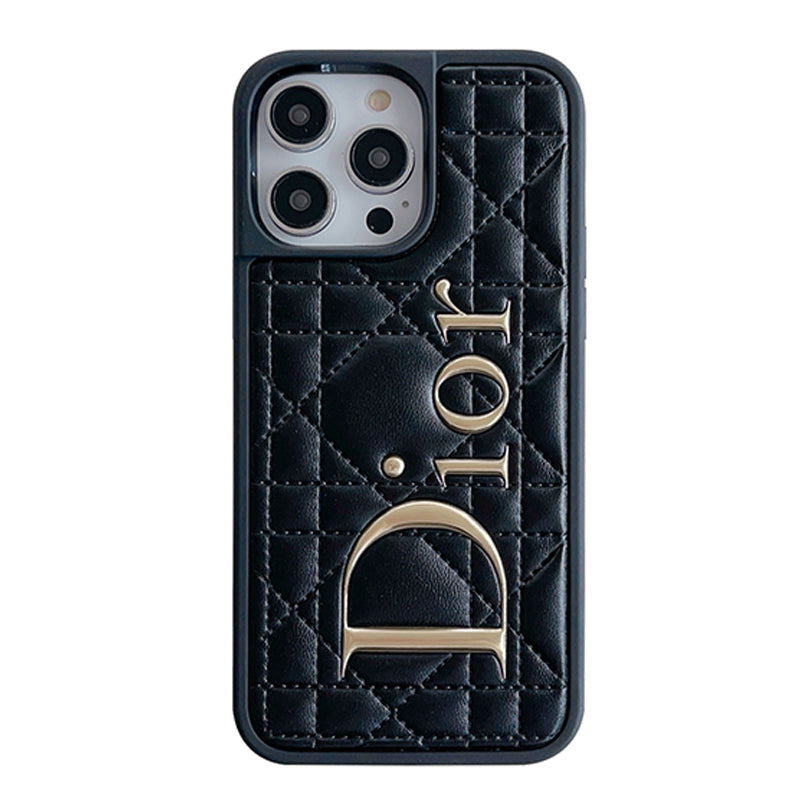 Dior CD Gold Logo Leather iPhone Case