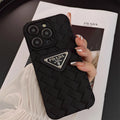 Prada Black Ribbed Weave iPhone Case | Textured Luxury Protection