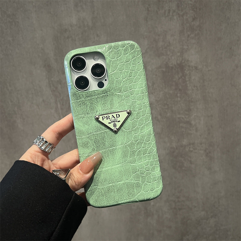 Prada Green Croco Embossed Leather iPhone Case | Exotic Luxury Protection