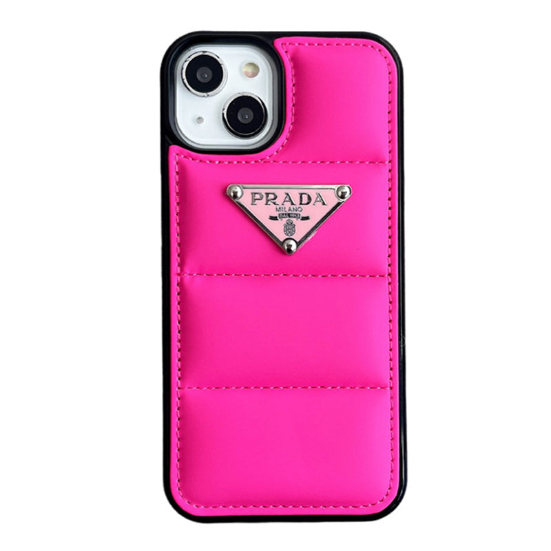 Prada Rose Red Quilted Down Jacket iPhone Case | Luxury Puffer Style