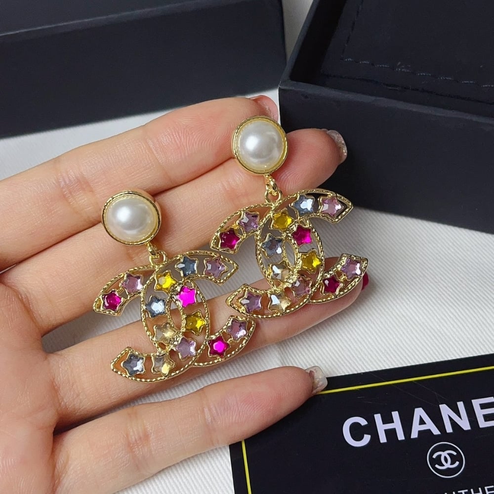 Chanel Colorful Star Earrings
