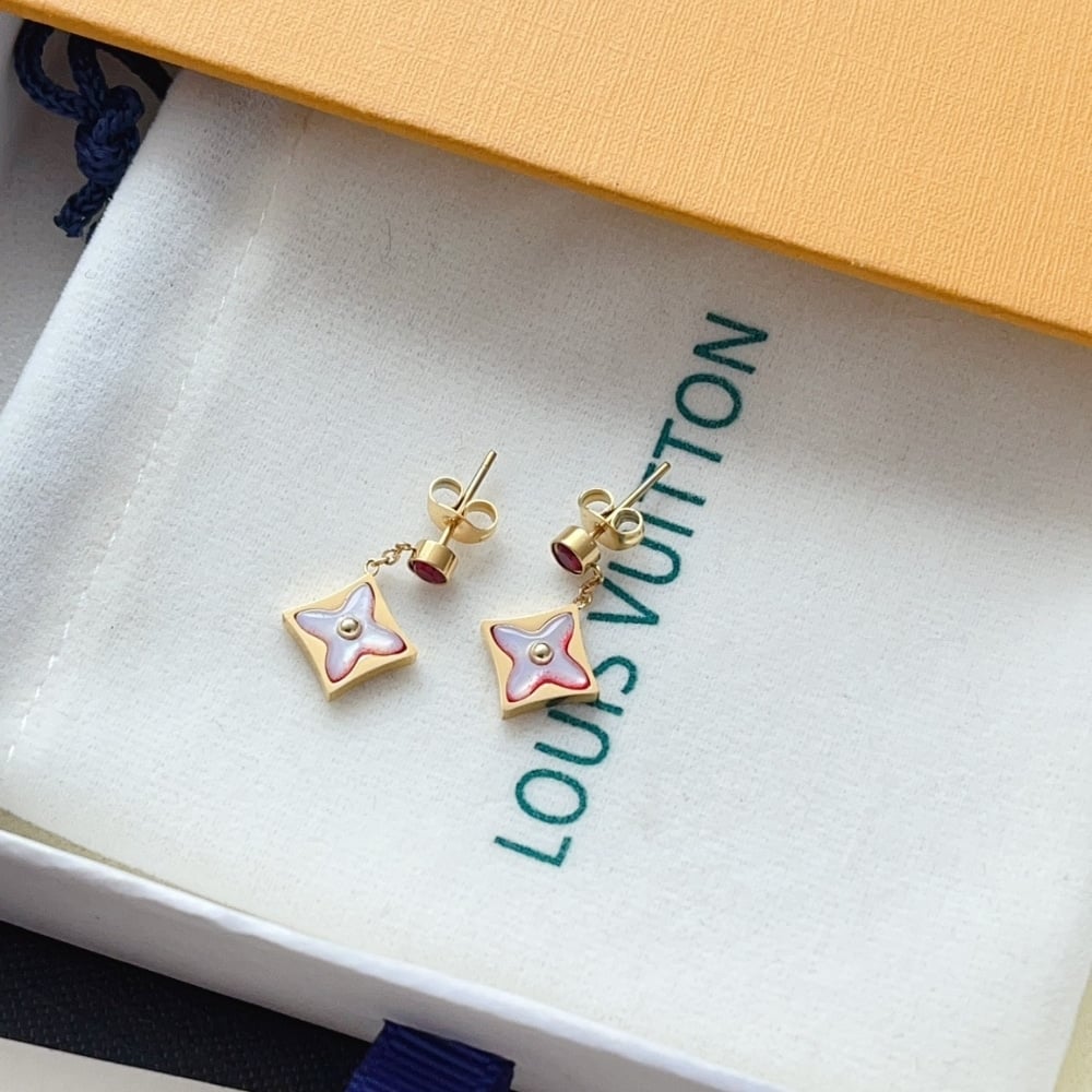 Louis Vuitton Color Blossom BB Star Earrings Red Gold