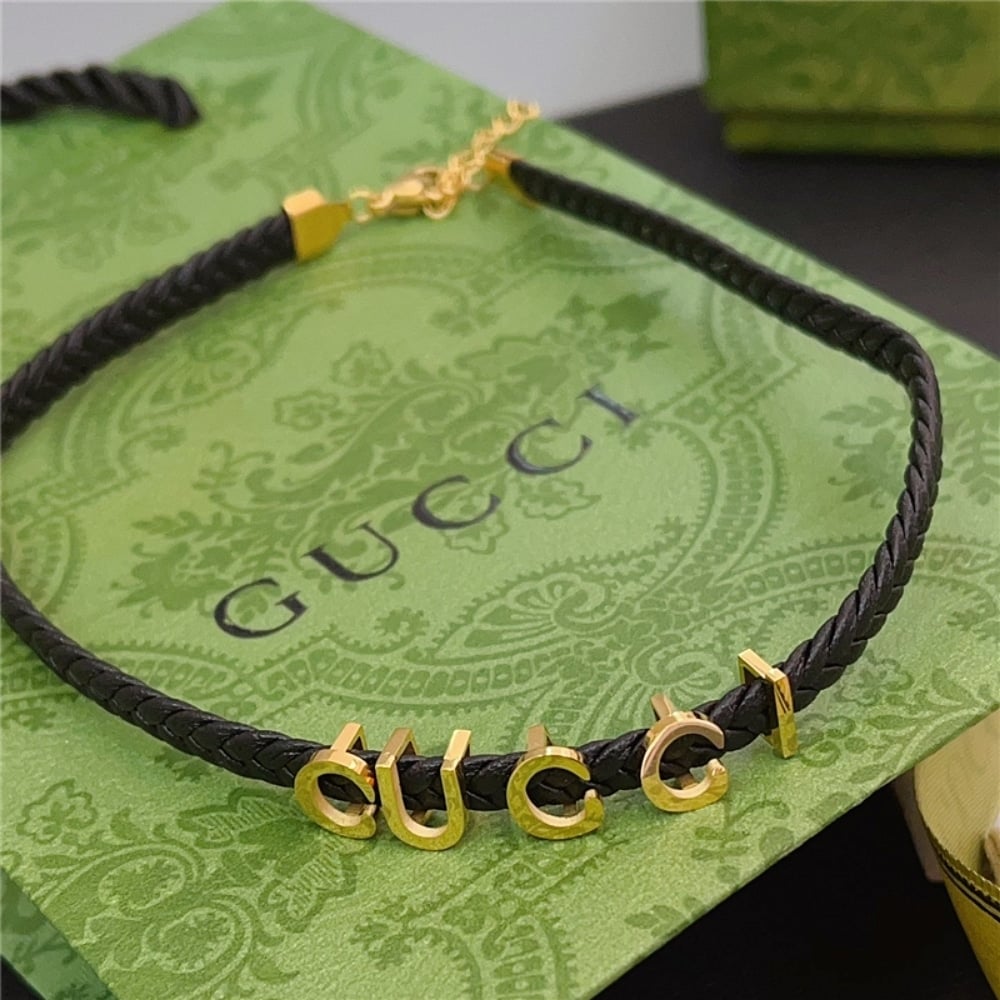 Gucci Leather Necklace Black 684630 IAAA1 8029