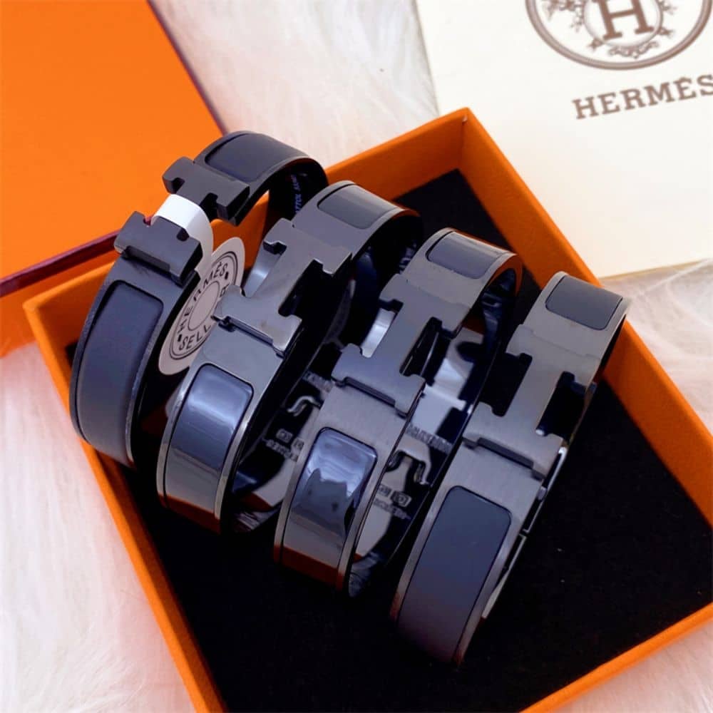 Hermes Mini Clic Anchor Chain Bracelet Black H703203FK01T4