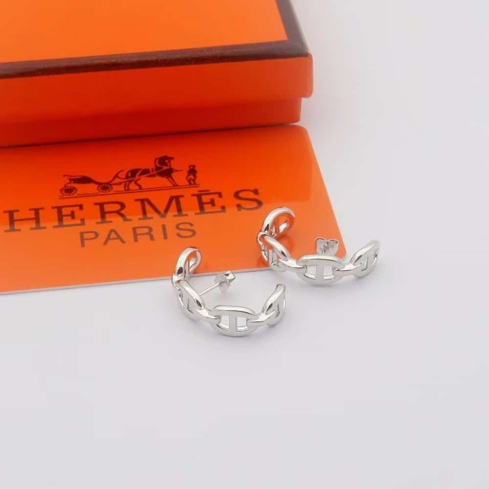 Hermes Chaine D'Ancre Enchainee Ear Climber Earring Silver