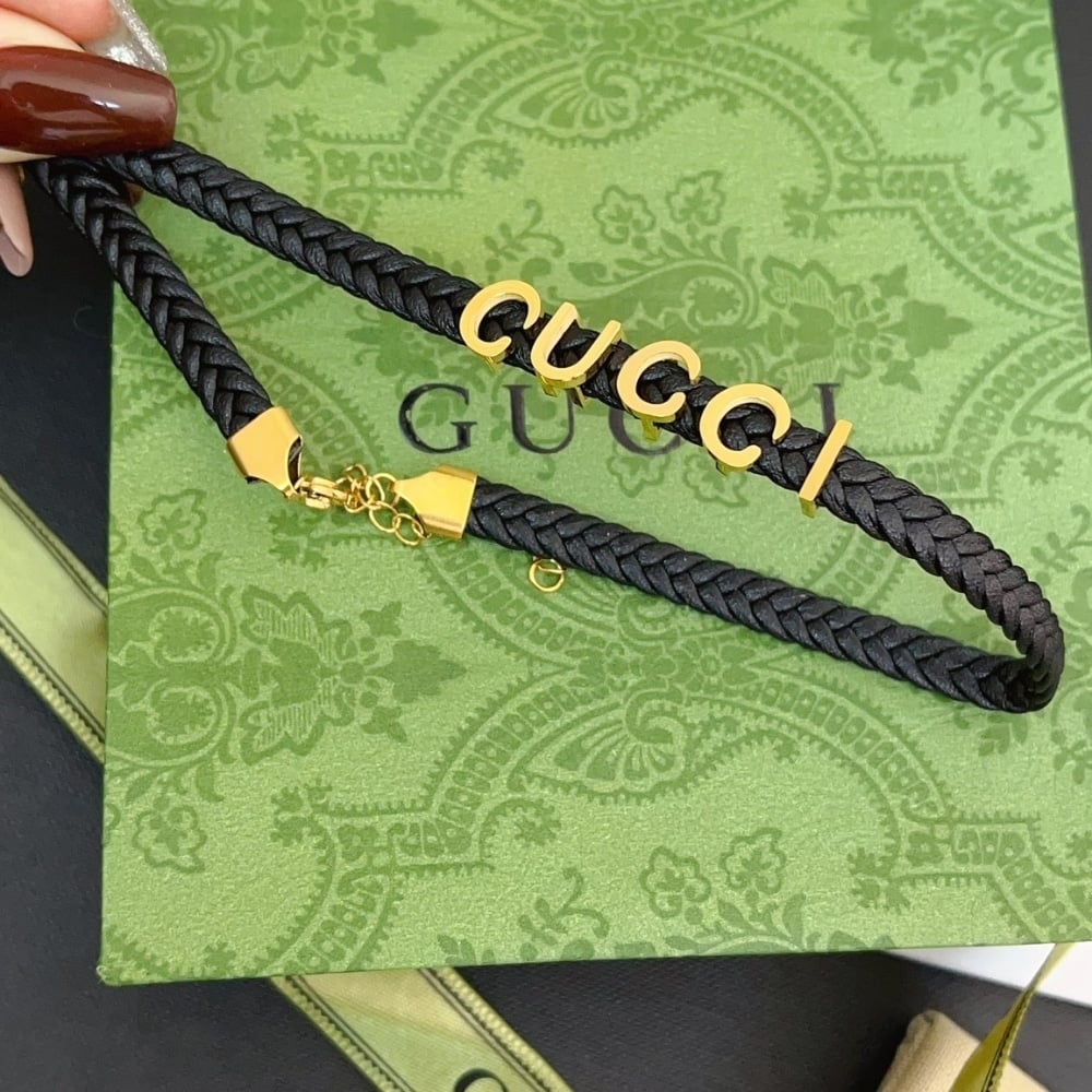 Gucci Leather Necklace Black 684630 IAAA1 8029