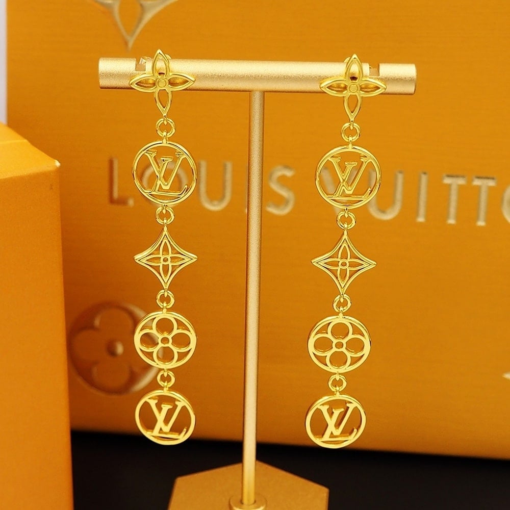 Louis Vuitton LV Lace Earrings Gold M01072