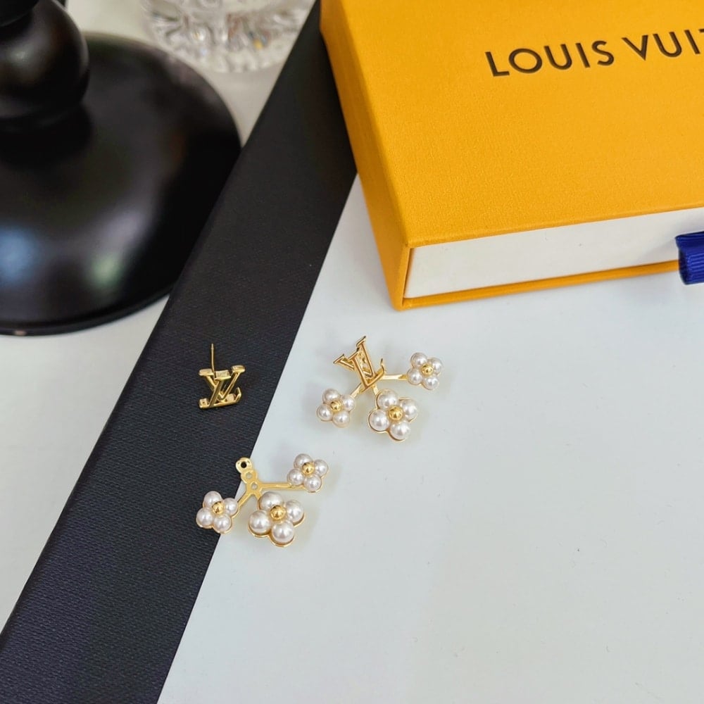 Louis Vuitton LV Floragram Earrings White Gold