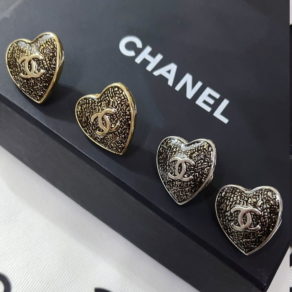 Chanel Stud Earrings Gold And Black