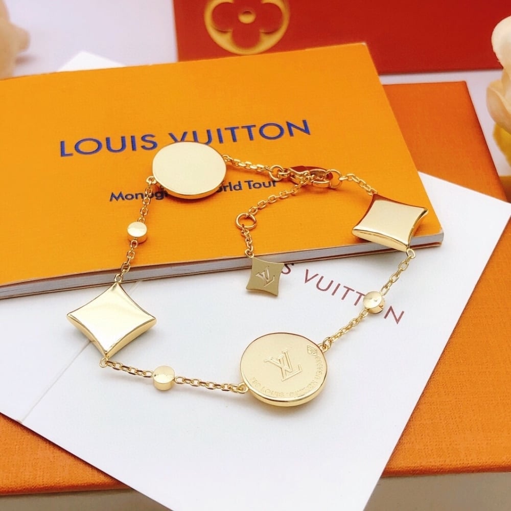 Louis Vuitton Color Blossom BB Bracelet Gold Tone With Blue Q05979