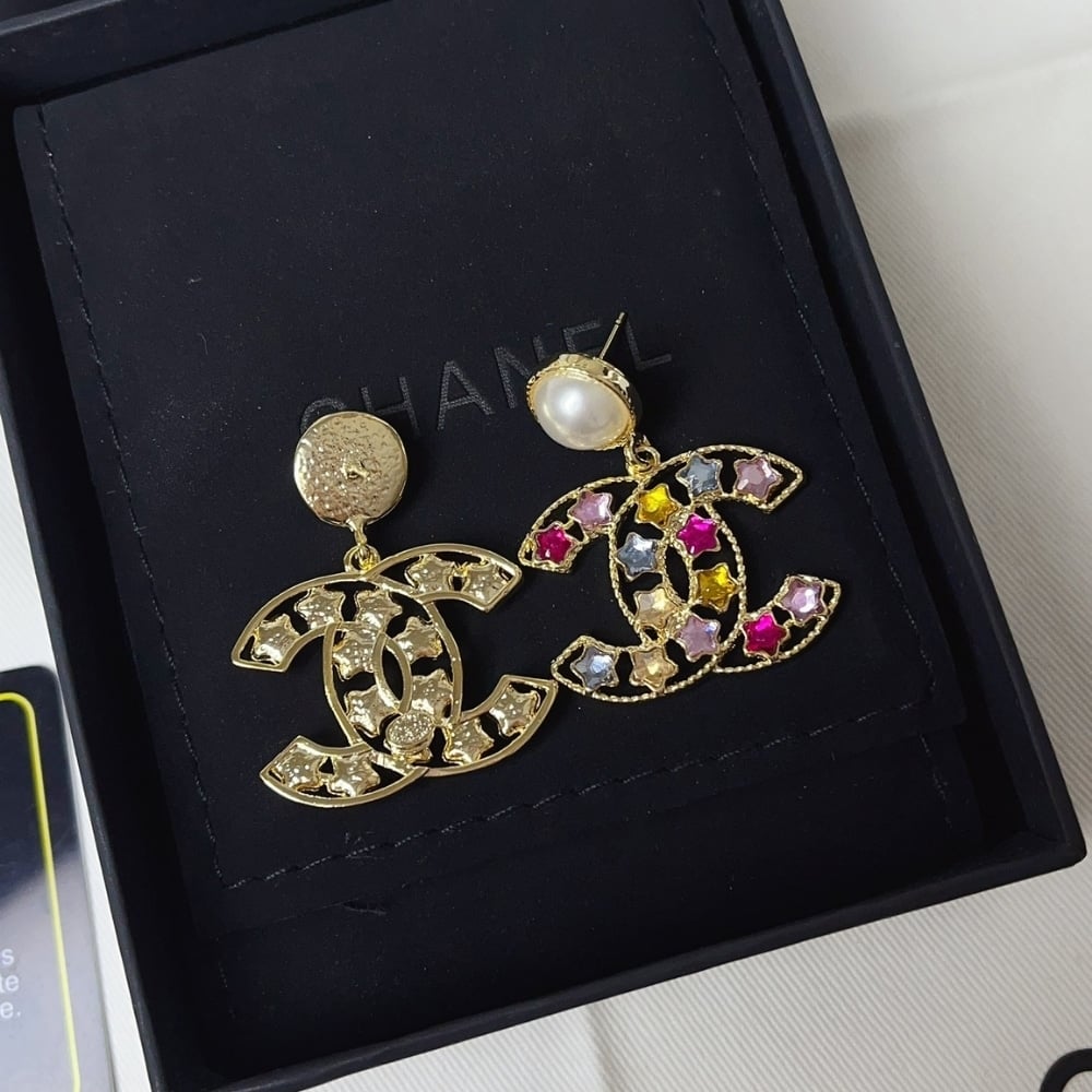 Chanel Colorful Star Earrings