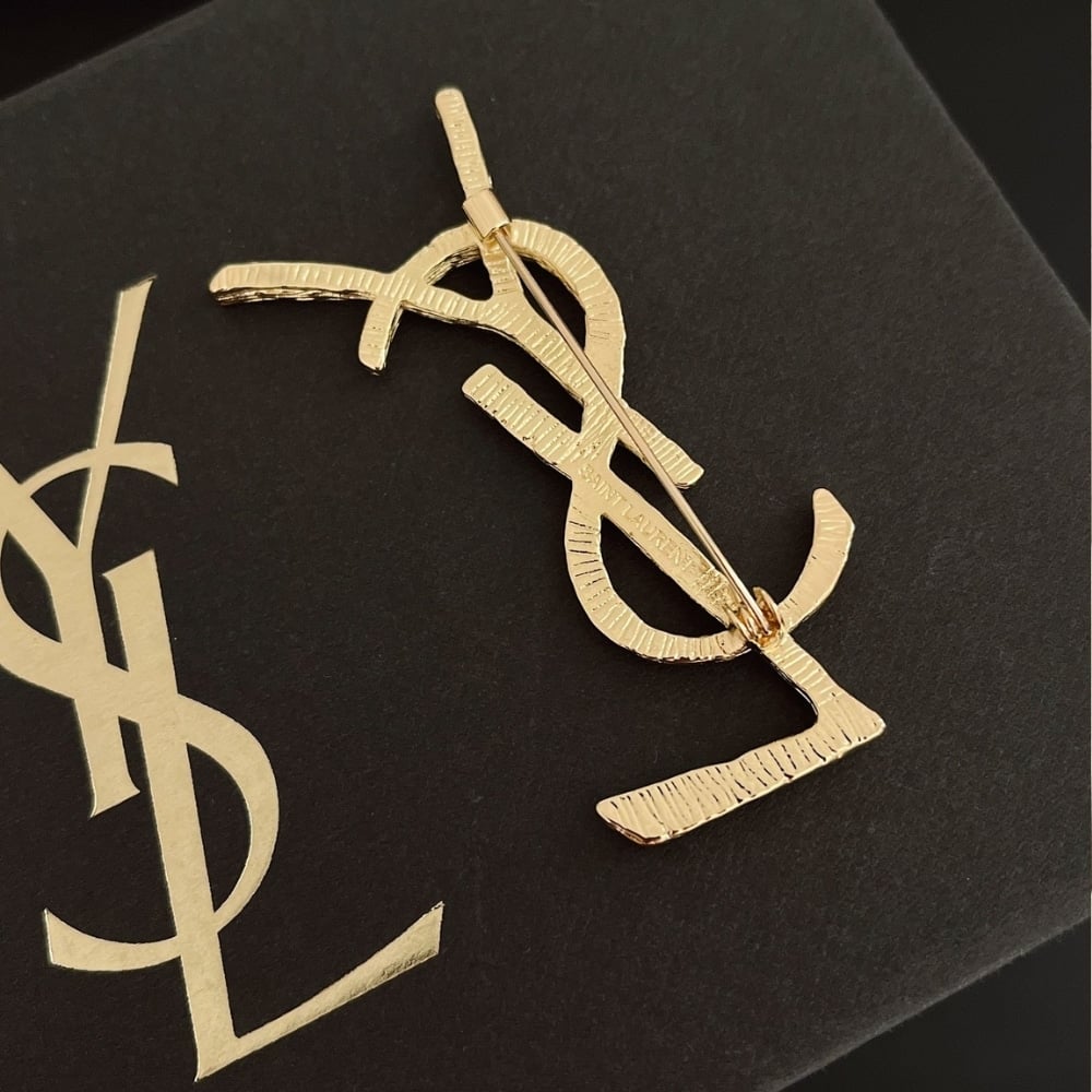 Saint Laurent YSL Brooch Gold