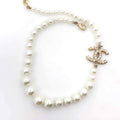 Chanel-Inspired Coco Faux Pearl Strand Necklace with Monogram Pendant