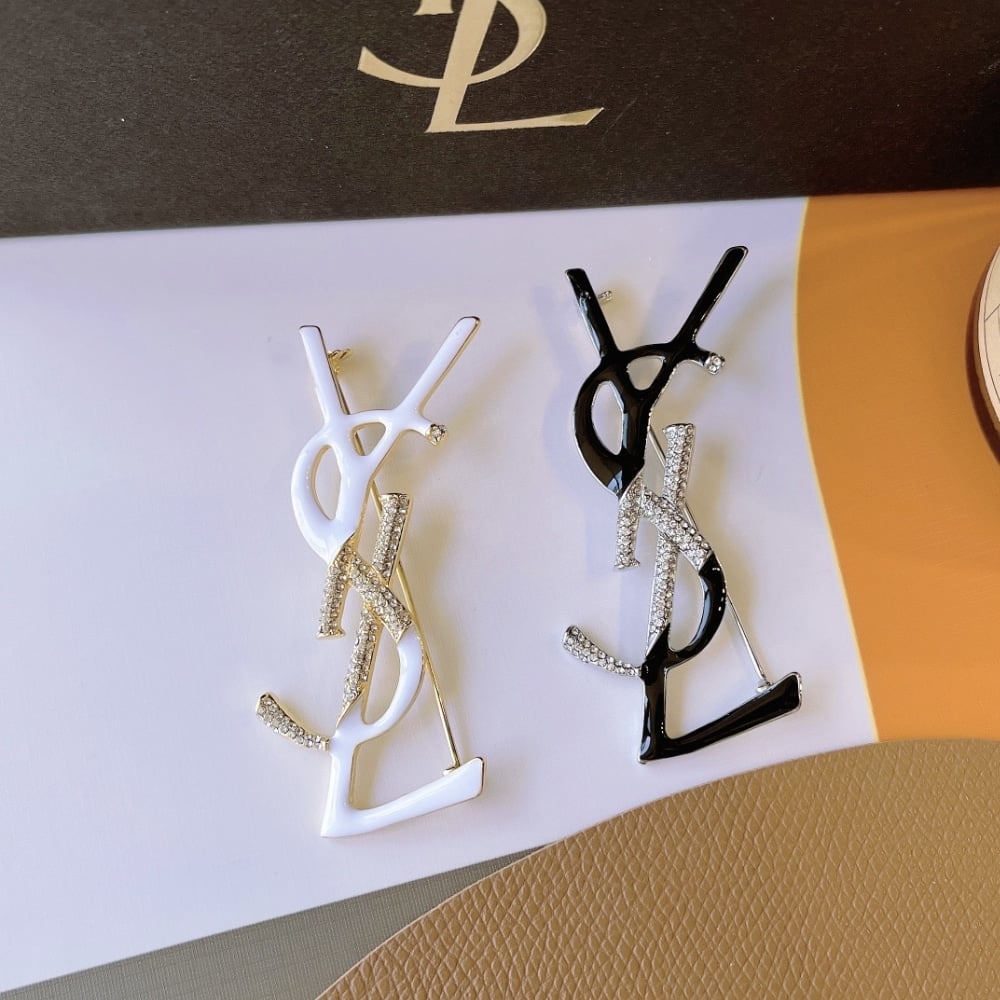 Saint Laurent YSL Brooch White