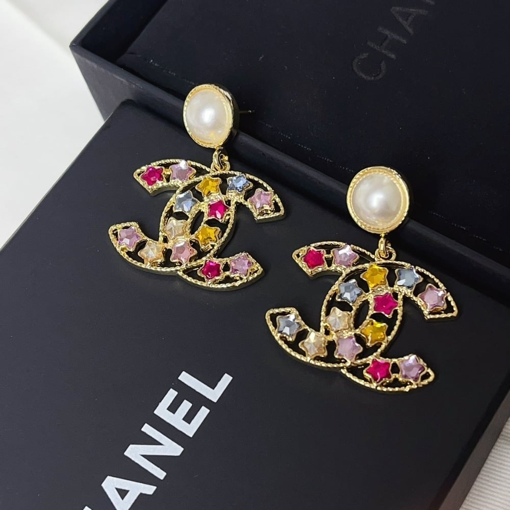 Chanel Colorful Star Earrings