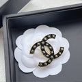 Chanel CC Brooch Black with Many Small Stars