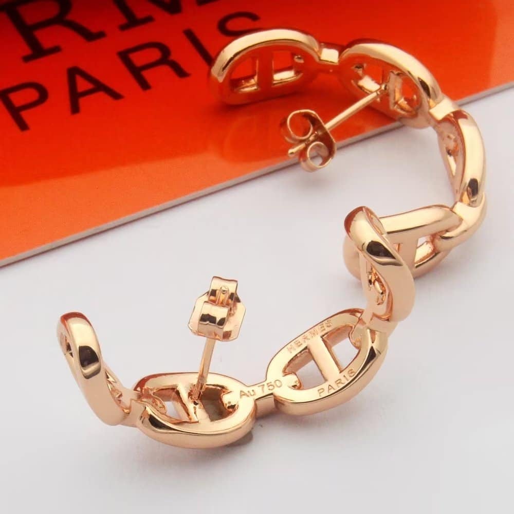 Hermes Chaine D'Ancre Enchainee Earring Rose Gold