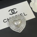 CC Heart Brooch Silver with Pearl Heart
