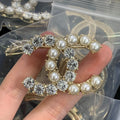 Chanel Cocomark Double C Diamond Pearl Brooch