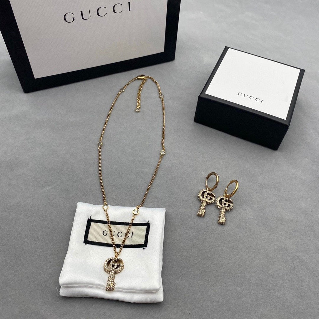 Gucci GG Crystal Key Necklace in Gold