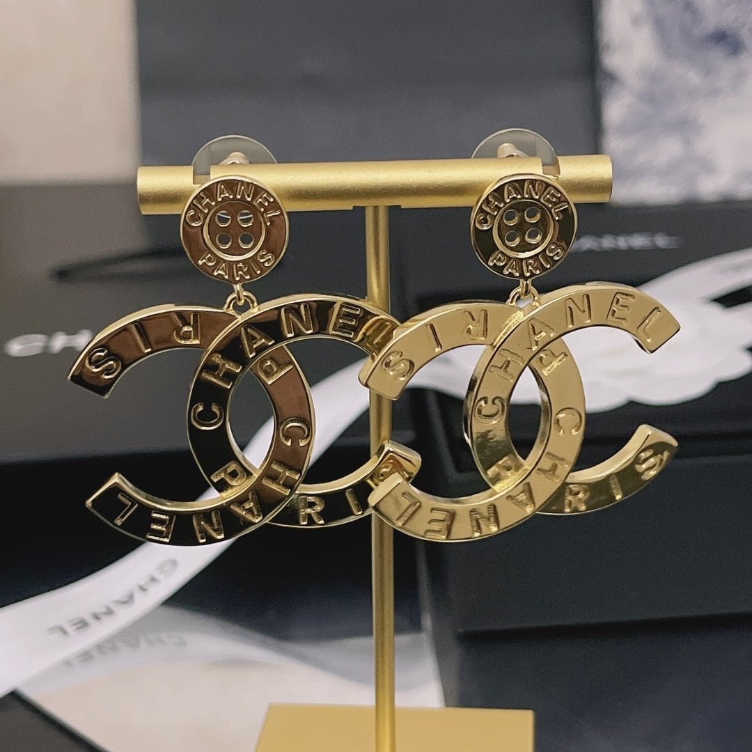 Chanel-Inspired Paris Lettering Button Earrings